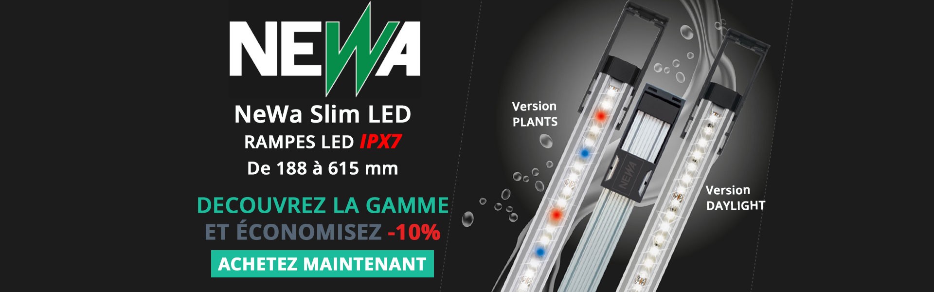 Rampe NEWA Slim LED pour aquarium d'eau douce.